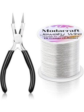 18G Silver Jewelry Wire & 4-in-1 Pliers Kit - 65FT Anti-Tarnish Craft Wire for